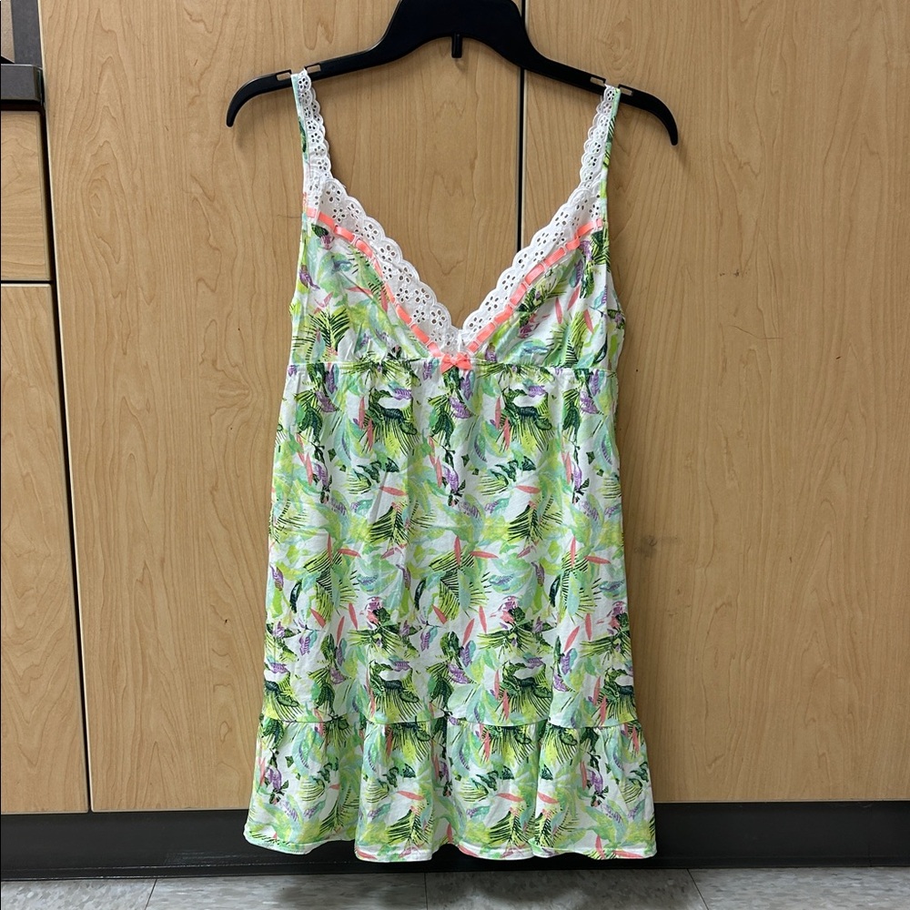 Victoria's Secret Tropical Lace Chemise - Green and White